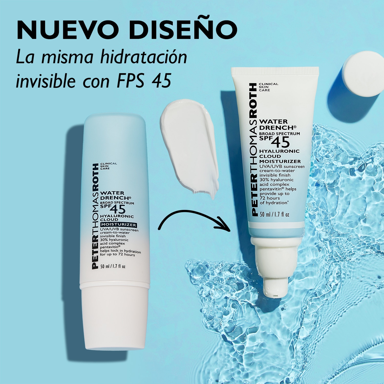 WATER DRENCH&reg; BROAD SPECTRUM SPF 45 HYALURONIC MOISTURIZER (CREMA HIDRATANTE)
